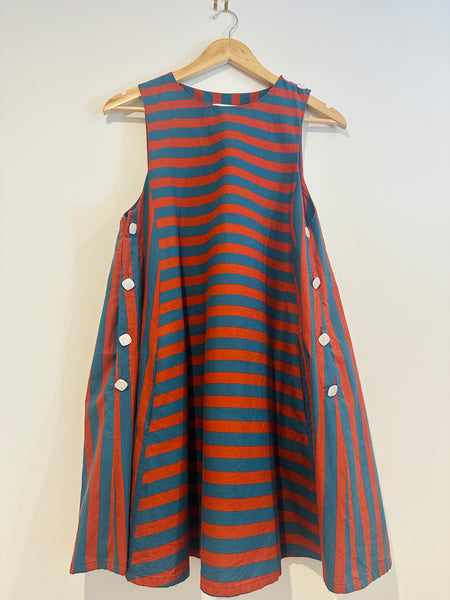 JODIE SAID BEFORE & AFTER Retro Stripes Shift Tent Dress With Contrast Buttons